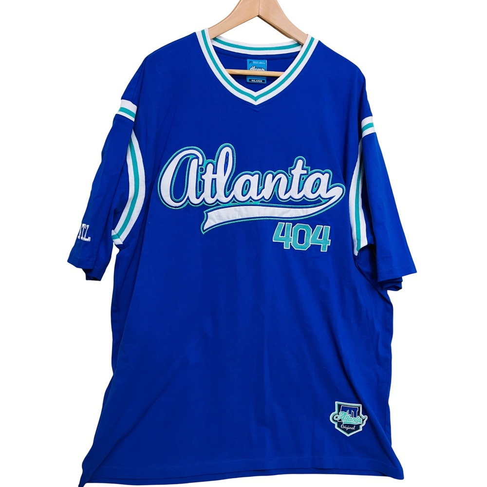 Seventy Atlanta 404 Jersey Shirt Mens 4XL Blue Excellent Embroidered Streetwear